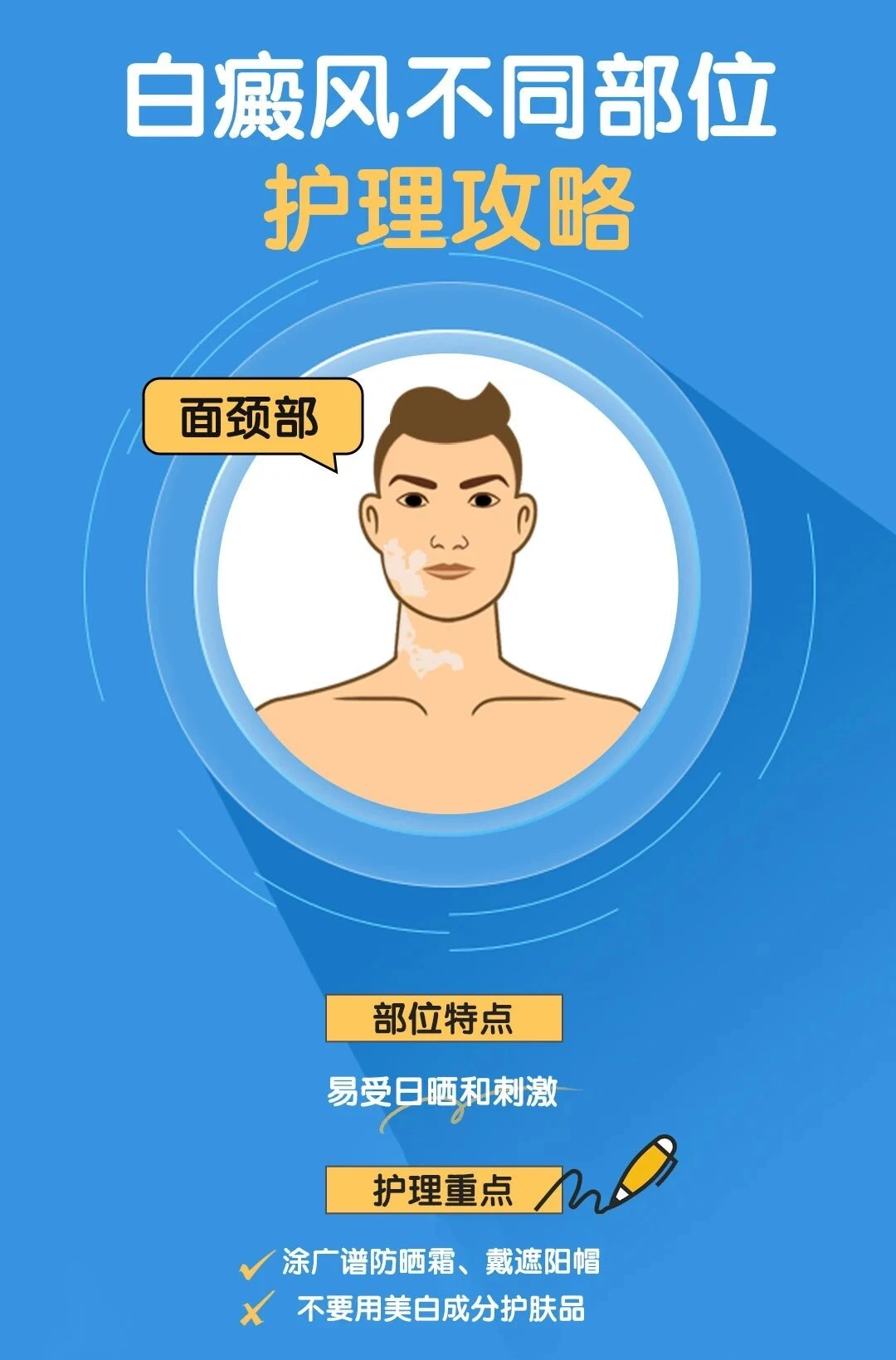 不同部位白斑护理重点大不同，福建泉州中科白癜风医院为您提供分部位精准护理指南。